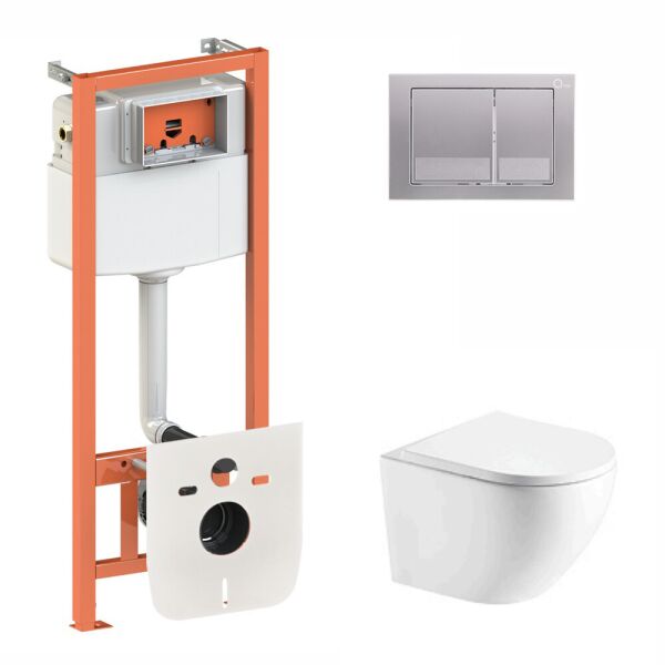 

Комплект Qtap инсталляция 3 в 1 Nest QT0133M425 с панелью смыва квадратной QT0111M06029SAT и унитаз с сиденьем Robin QT1333046ENRW (SD00043007)