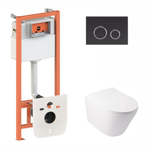 

Комплект Qtap инсталляция 3 в 1 Nest QT0133M425 с панелью смыва круглой QT0111M11V1146MB и унитаз с сиденьем Swan QT16335178W (SD00042997)