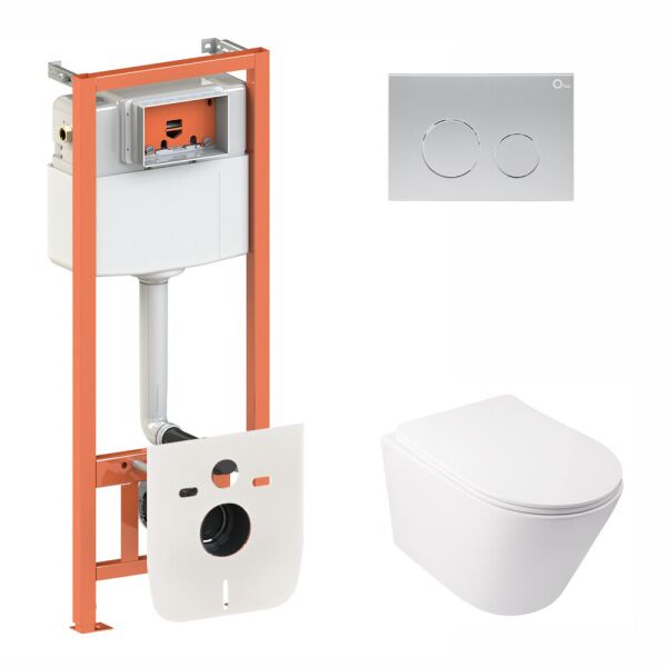 

Комплект Qtap инсталляция 3 в 1 Nest QT0133M425 с панелью смыва круглой QT0111M11111SAT и унитаз с сиденьем Swan QT16335178W (SD00042995)