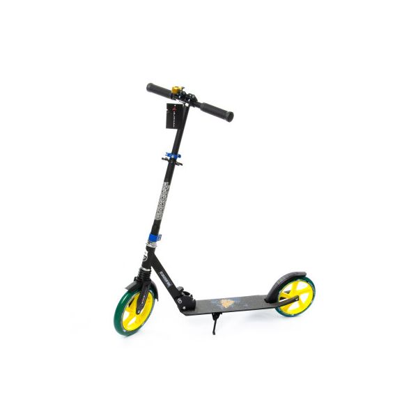 

Двухколесный складной самокат Prime Super Explore, с подножкой и звонком, передний амортизатор, диаметр колес 200 мм, черный