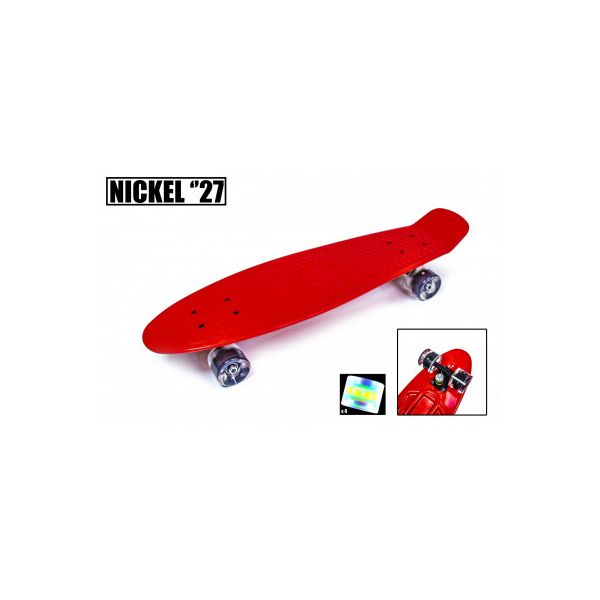 

Пенниборд Nickel 27 Красный цвет. Светящиеся колеса