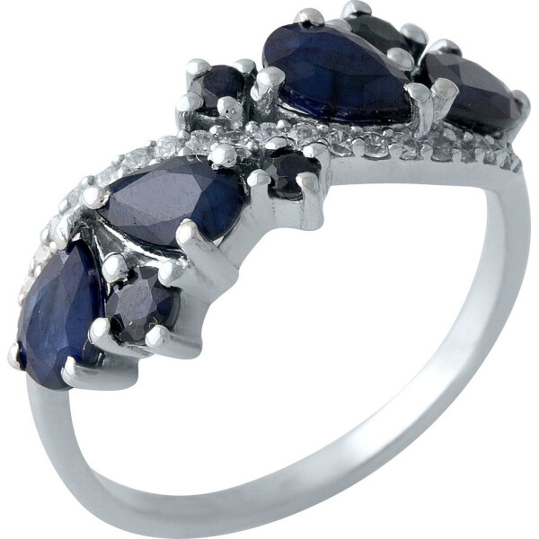 

Кольцо из серебра с сапфирами и куб. циркониями, размер 18 (1700482)