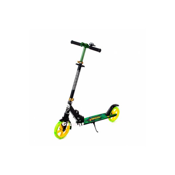 

Двухколесный складной самокат Breezer Super New Explore, с подножкой и звонком, диаметр колес 180 мм, зеленый