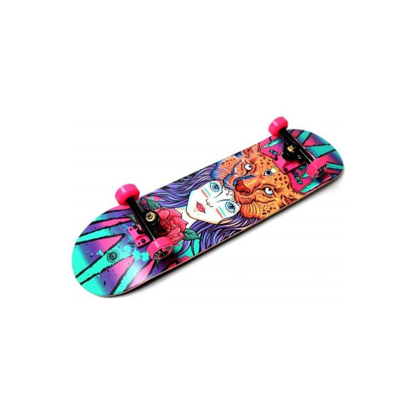 

СкейтБорд деревянный Fish Skateboard Girl and Tiger с рисунком, с усиленной подвеской