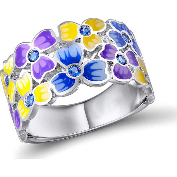 Кольцо из серебра с куб. циркониями и эмалью, размер 18.5 (1718372)