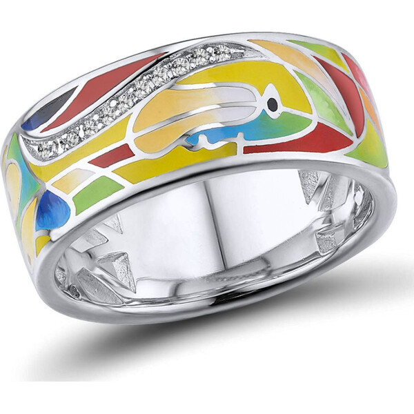 

Кольцо из серебра с куб. циркониями и эмалью, размер 17.5 (1718374)