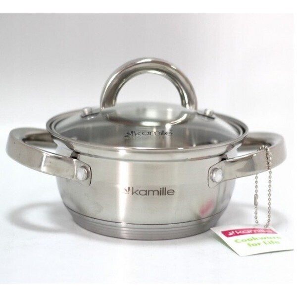 

Кастрюля Kamille, с крышкой, полые ручки, нержавеющая сталь, 1 л, хром