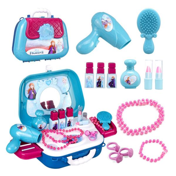 

Игровой набор для девочек Lesko 923A "Frozen" 2 в 1 косметика расческа фен Муляж