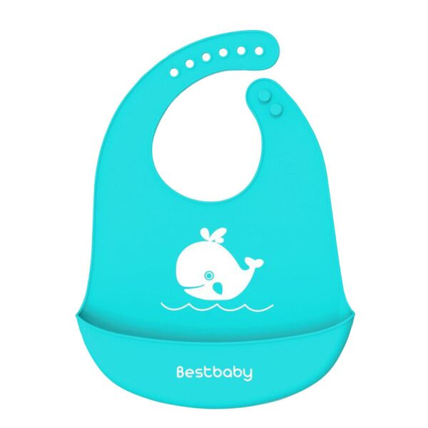 

Нагрудник детский Bestbaby BS-8807 Кит Blue слюнявчик силиконовый с карманом