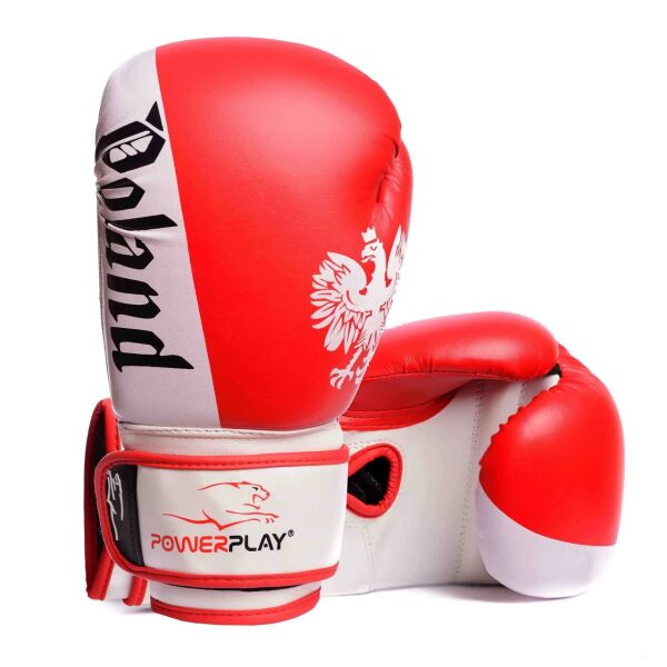 

Боксерские перчатки PowerPlay 3021-2 Poland красно-белые 12 унций