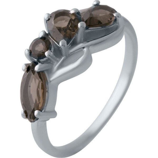 

Кольцо из серебра с дымчатыми кварцами, размер 18 (1720407)