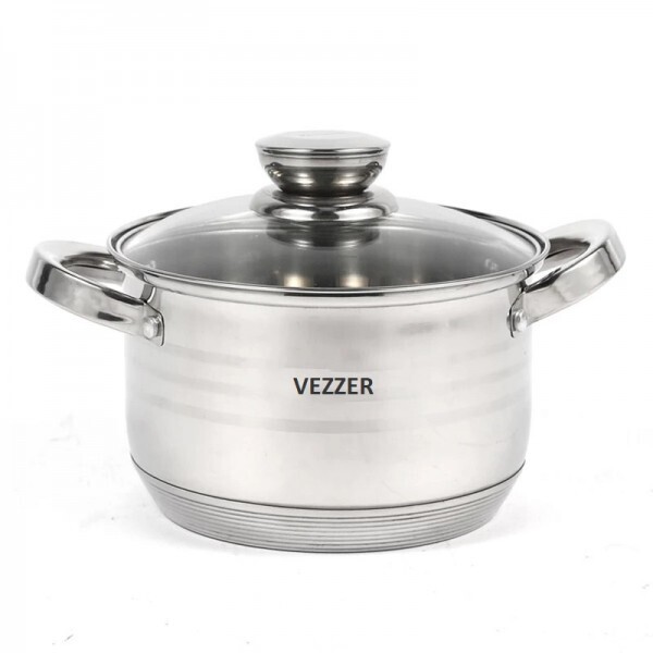

Кастрюля Vezzer, стеклянная крышка, 7-слойное дно, нержавеющая сталь, 2.1 л
