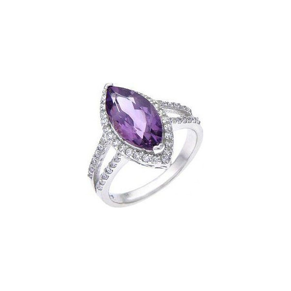 

Кольцо из серебра с аметистом и куб. циркониями, размер 18.5 (205097)