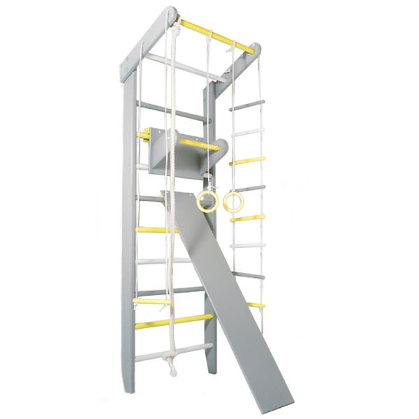 

Спортивная Гимнастическая Шведская стенка из сосны с доской для дома, зала, до 120кг, серо-желтая 80х55х230см