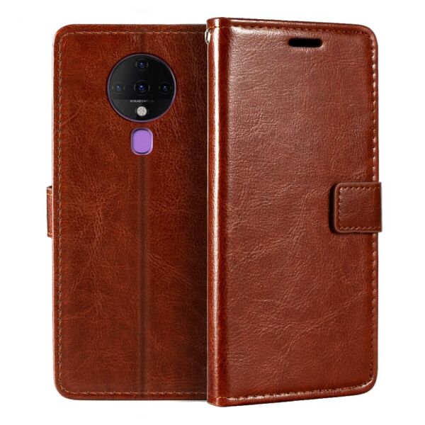 

Чехол Fiji Leather для Tecno Spark 6 (KE7) книжка с визитницей темно-коричневый