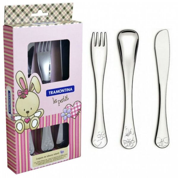 

Набор детских столовых приборов 3 шт Baby Le Petit pink Tramontina 66973/005