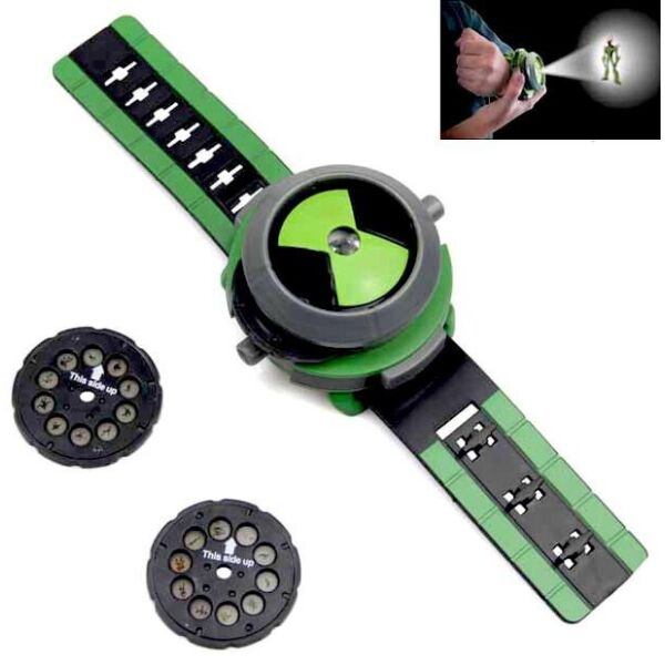 

Часы Ben10 Omnitrix illuminator Бен Тен Омнитрикс проекционные с 3 дисками с изображениями героев Bandai