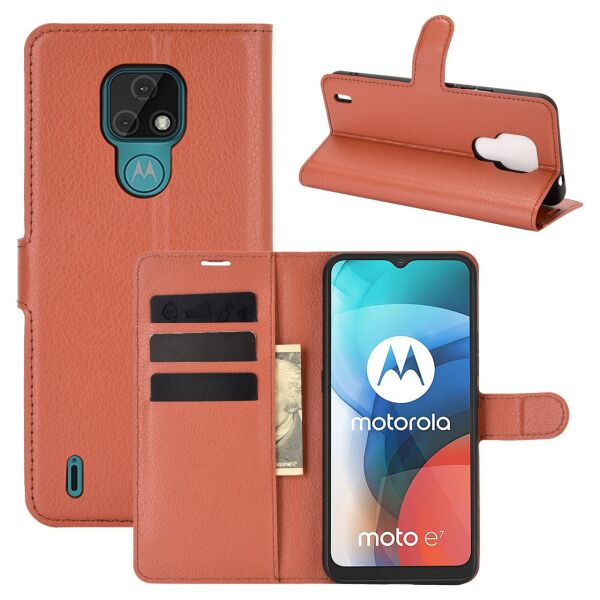 

Чехол Fiji Luxury для Motorola Moto E7 книжка коричневый