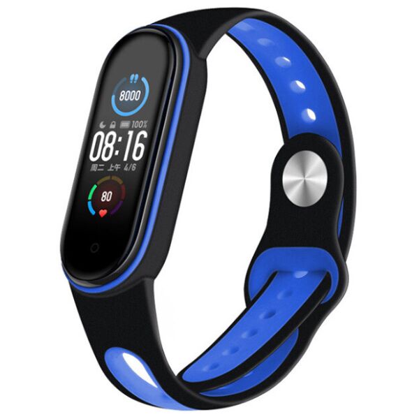 

Ремешок силиконовый Silicone Band для Хiaomi Mi Band 5 black-blue