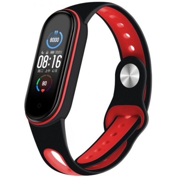 

Ремешок силиконовый Silicone Band для Хiaomi Mi Band 5 black-red