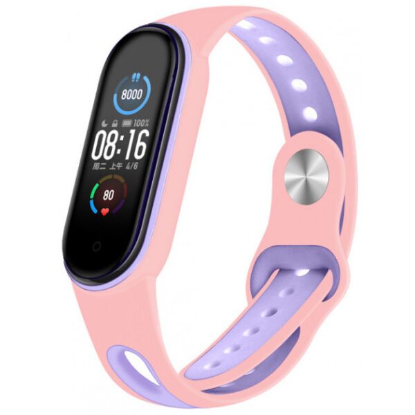 

Ремешок силиконовый Silicone Band для Хiaomi Mi Band 5 pink-purple