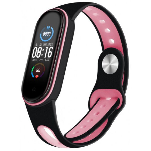 

Ремешок силиконовый Silicone Band для Хiaomi Mi Band 5 black-pink