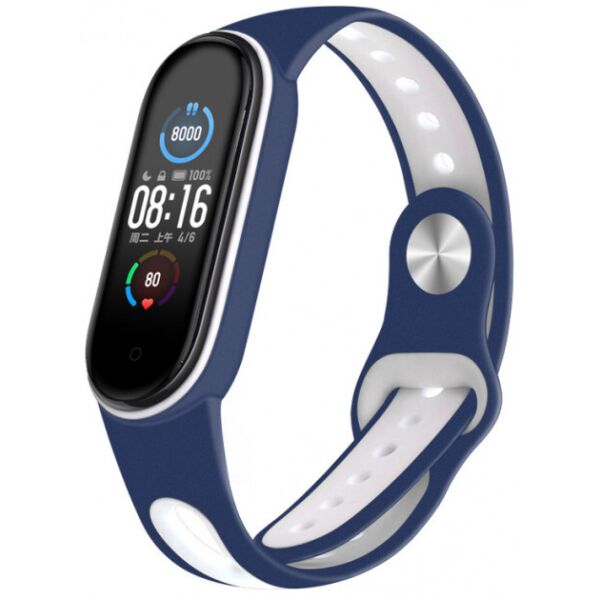 

Ремешок силиконовый Silicone Band для Хiaomi Mi Band 5 blue-white