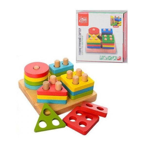 

Детская развивающая логическая Деревянная игрушка - Сортер Геометрика для малышей: сортировка по цвету и форме