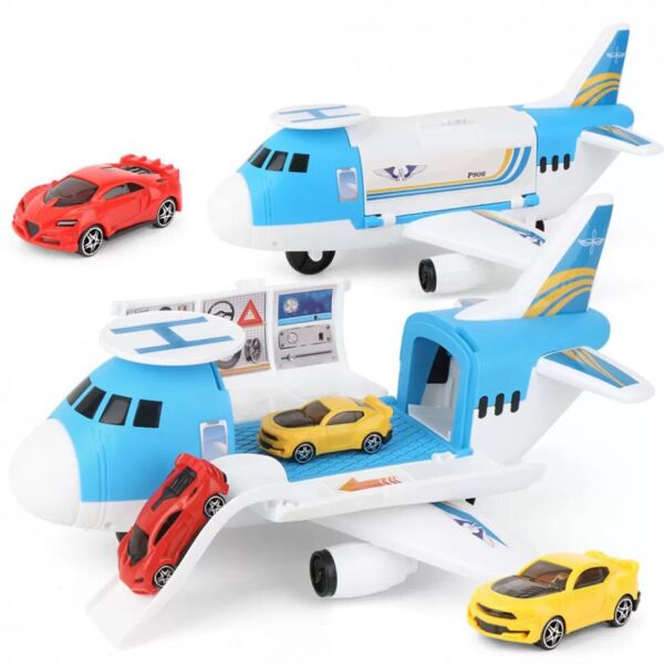 

Игровой набор Super Storage Air Transport: большой сборный самолет-гараж, 2 машинки, стикеры