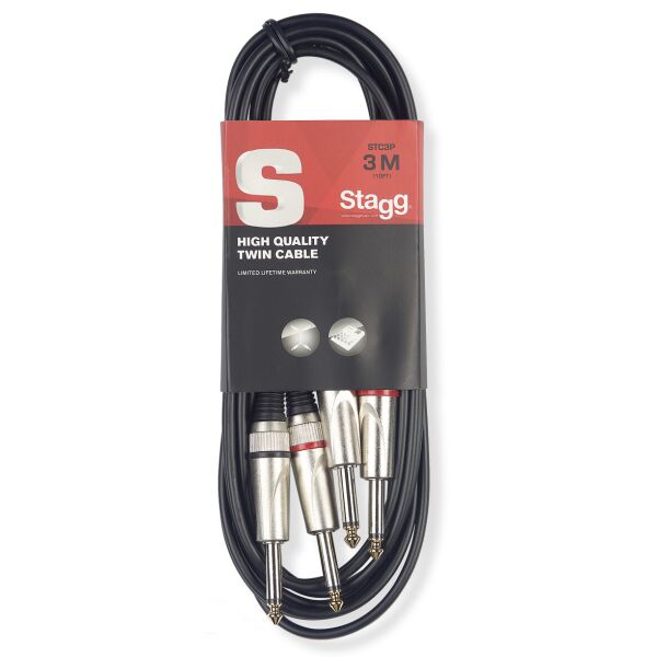 

Кабель коммутационный 2хJack 6,3 -2хJack 6,3 3 м Stagg STC3P
