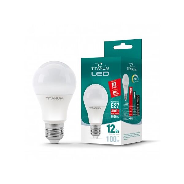 

Светодиодная лампа LED TITANUM A60 12W E27 4100K 220V (ТL-A60-12274)