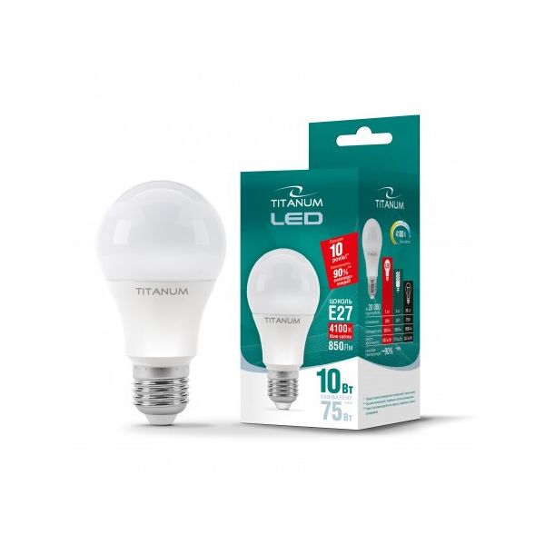 

LED лампа TITANUM A60 10W E27 4100K 220V (ТL-A60-10274)