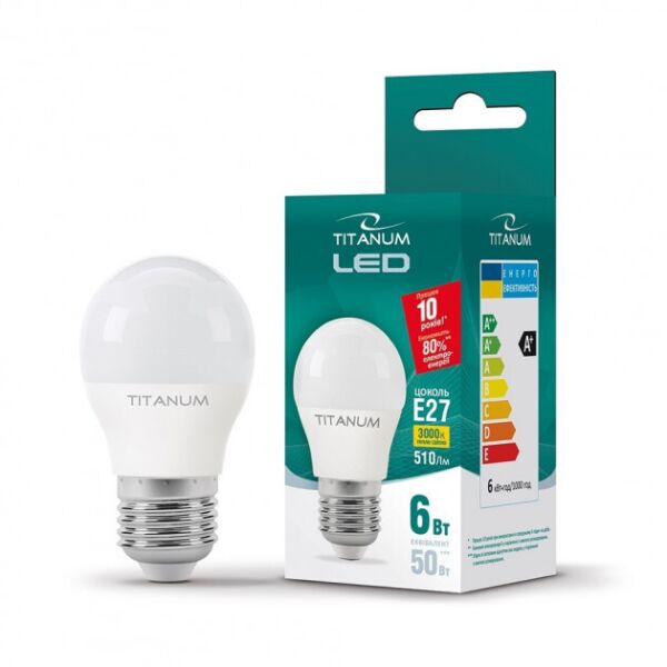 

Светодиодная лампа LED TITANUM G45 6W E27 3000K 220V (ТL-G45-06273)