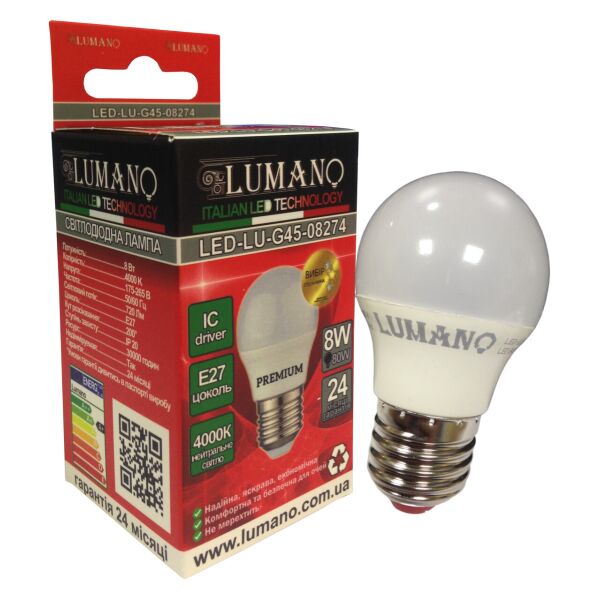 

Лампа LED ДШ 10W-E14-4000K 900Lm LU-G45-10144 LUMANO