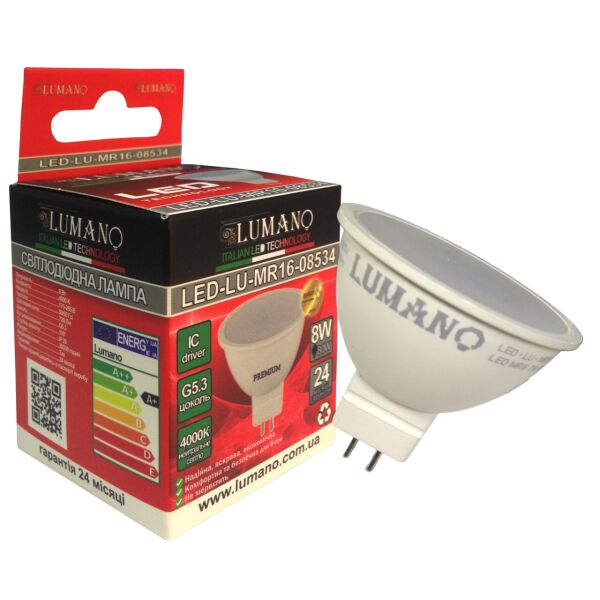

Лампа LED MR16-10W-GU5.3-4000K 900Lm LU-MR16-10534 LUMANO