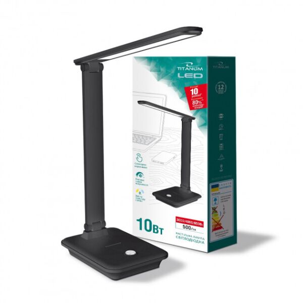 

Настольная светодиодная LED лампа TITANUM TLTF-009B 10W 3000-6500K 220V черная