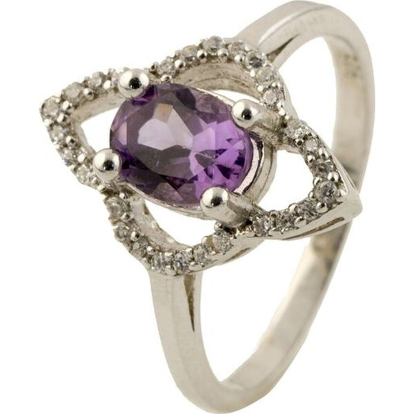 

Кольцо из серебра с аметистом и куб. циркониями, размер 16.5 (885826)