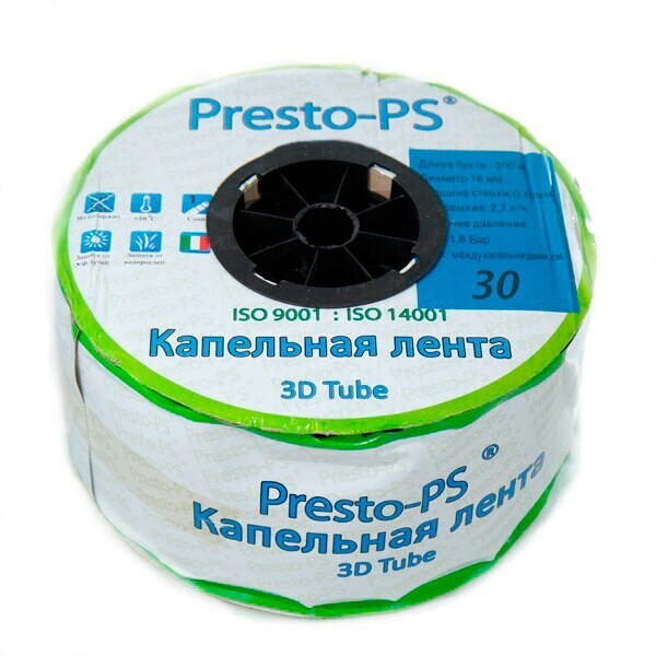 

Капельная лента эмиттерная каждые 30см. 2.7л/ч Presto-PS 3D Tube 500м. (3D-30-500)