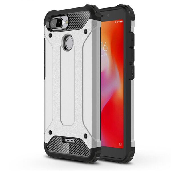 

Бронированный противоударный TPU+PC чехол Immortal для Xiaomi Redmi 6 Серебряный