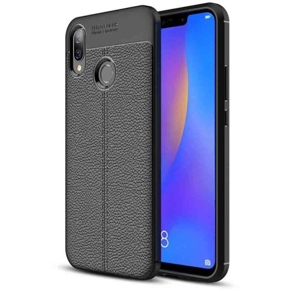 

TPU чехол фактурный (с имитацией кожи) для Huawei P Smart+ (nova 3i) Черный