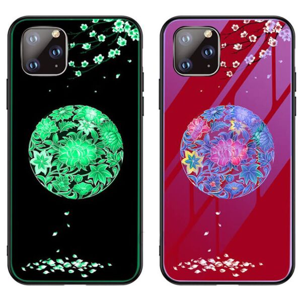 

TPU+Glass чехол светящийся в темноте для Apple iPhone 11 Pro Max (6.5") Цветное плетение / Красный
