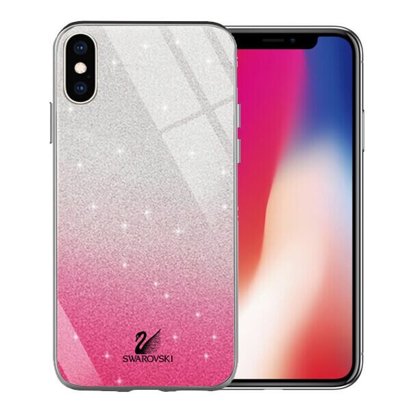 

TPU+Glass чехол Swarovski для Apple iPhone X / XS (5.8") Малиновый