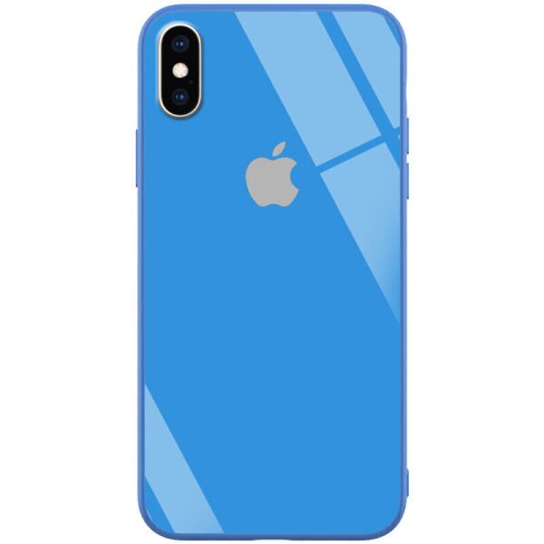 

TPU+Glass чехол GLOSSY Logo series для Apple iPhone XS Max (6.5") Синий / Blue