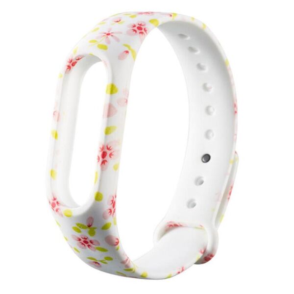 

Силиконовый ремешок с рисунком для Xiaomi Mi Band 3/4 Розовые цветы/Белый (1146369)
