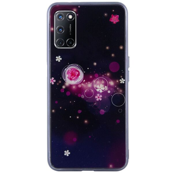 

TPU+Glass чехол Fantasy с глянцевыми торцами для Oppo A52 / A72 / A92 Пузырьки и цветы
