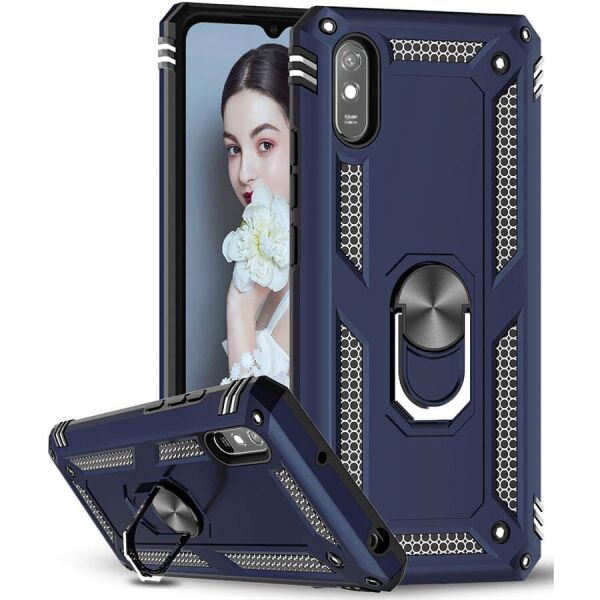 

Ударопрочный чехол Serge Ring for Magnet для Xiaomi Redmi 9A Темно-синий
