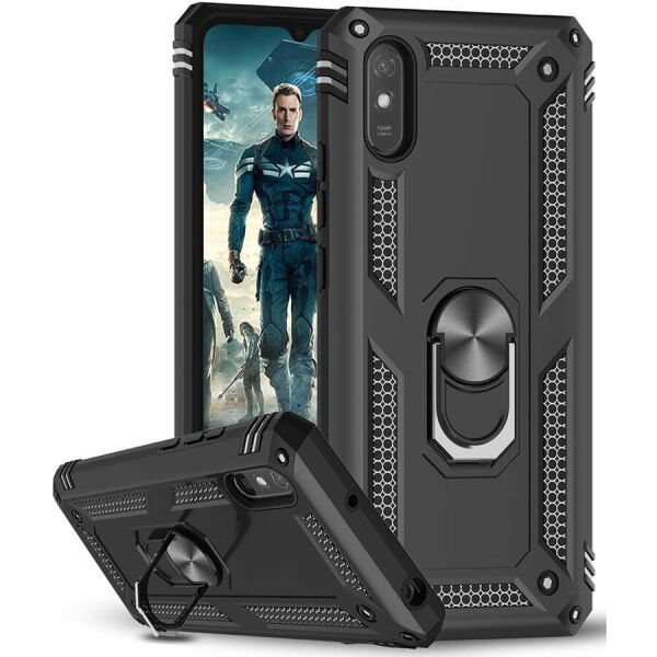 

Ударопрочный чехол Serge Ring for Magnet для Xiaomi Redmi 9A Черный