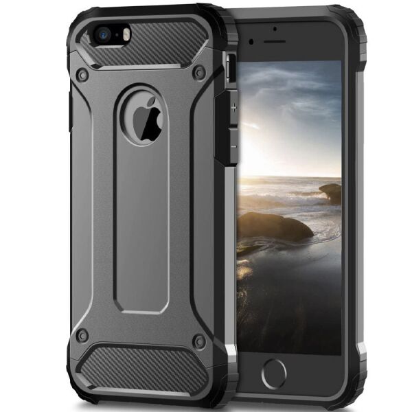 

Бронированный противоударный TPU+PC чехол Immortal для Apple iPhone 5/5S/SE Металл / Gun Metal (2346516)