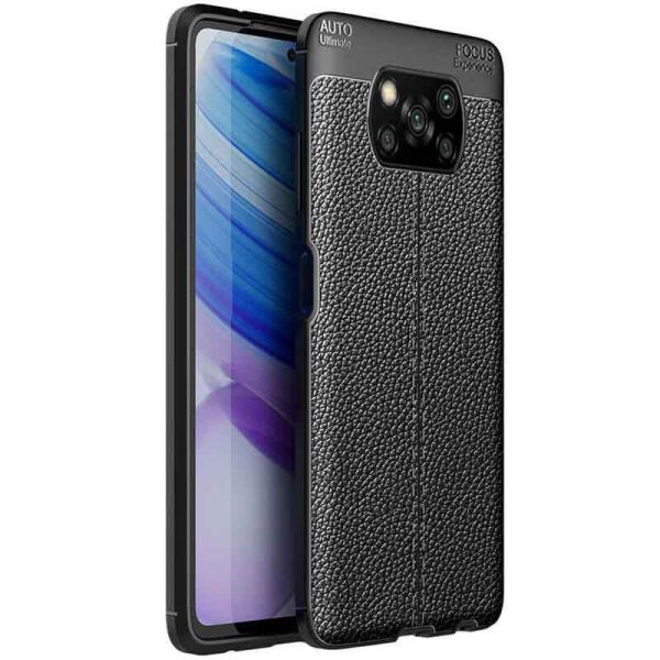 

TPU чехол фактурный (с имитацией кожи) для Xiaomi Poco X3 NFC / Poco X3 Pro Черный