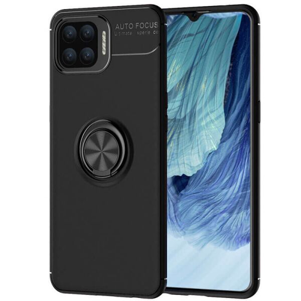 

TPU чехол Deen ColorRing под магнитный держатель (opp) для Oppo A93 Черный / Черный